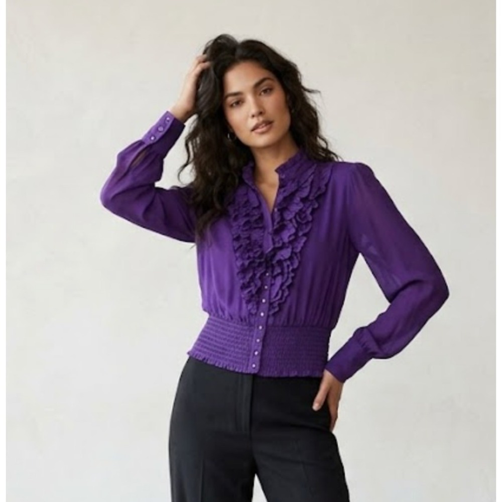 Bebe‎ Vibrant Purple Ruffle Top Small